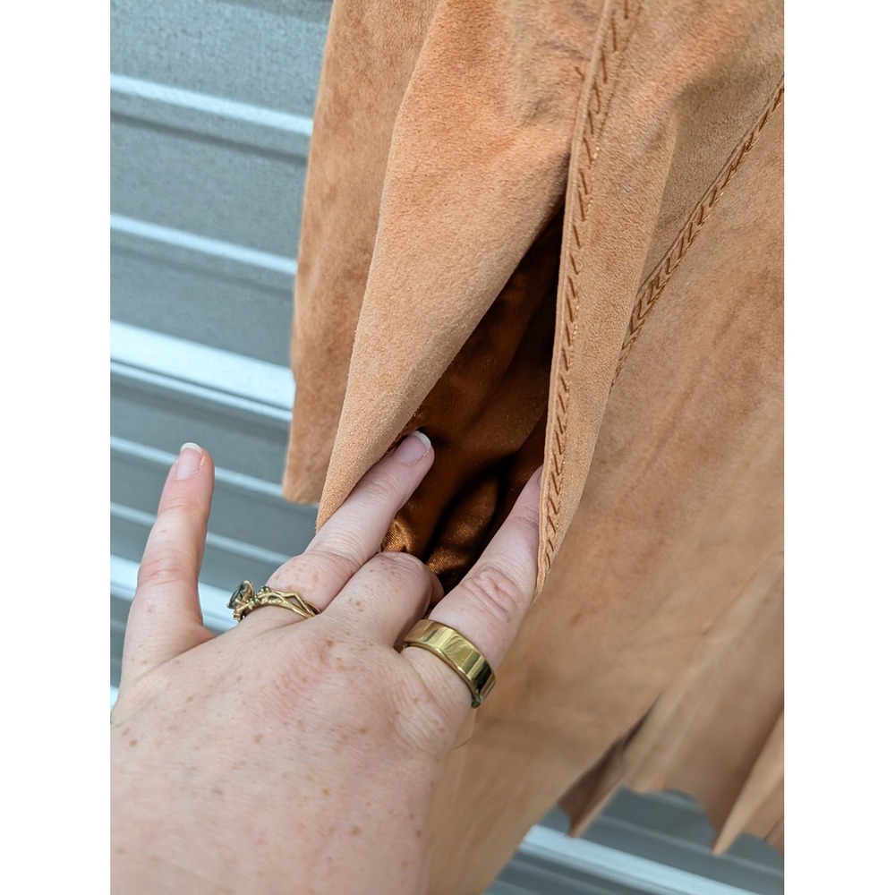 Vintage Y2K Women's Orange Suede Leather Jacket Braided Trim- Size 18W - Picture 6 of 7
